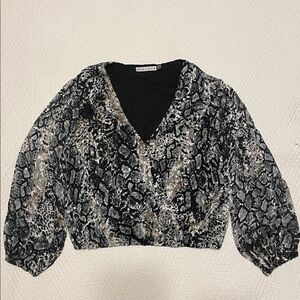 Alice + Olivia Snake Print Blouse Wrap Front V Neck Top